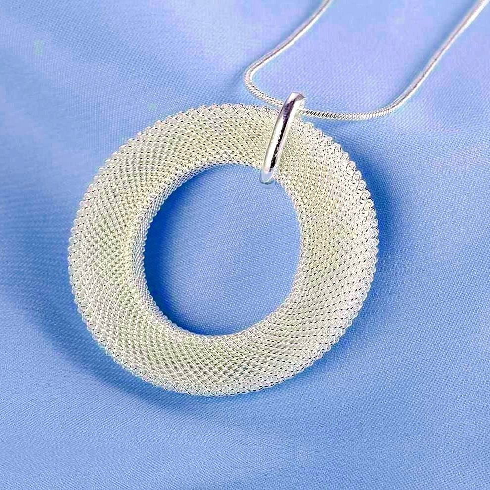 Alessandra Weaved Open Circle Sterling Silver Pendant Necklace