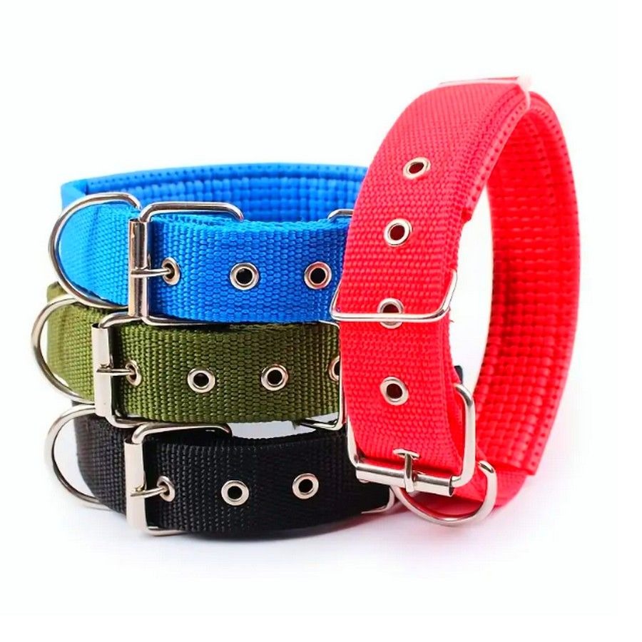 Nikalos Large Green Standard Nylon Comfort Strip D Ring Metal Buckle Dog Collar