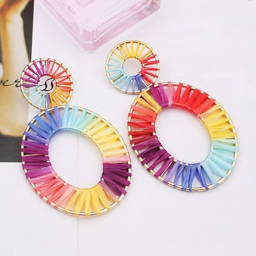 Lyanna Colorful Bohemian Cotton Weaved Earrings Oval Shaped Gift Packaged