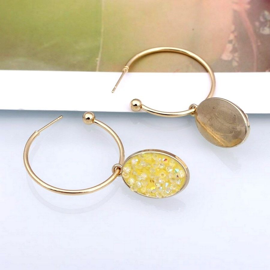 Peyton Sparkles Sweet Yellow Oval Sugar Crystal Drop Hoop Earrings Gift Packaged