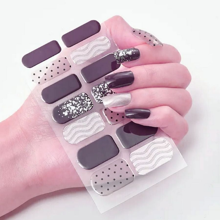 Raquel My Sweet Deep Purple Self Adhesive Nail Polish Strips Gift Packaged