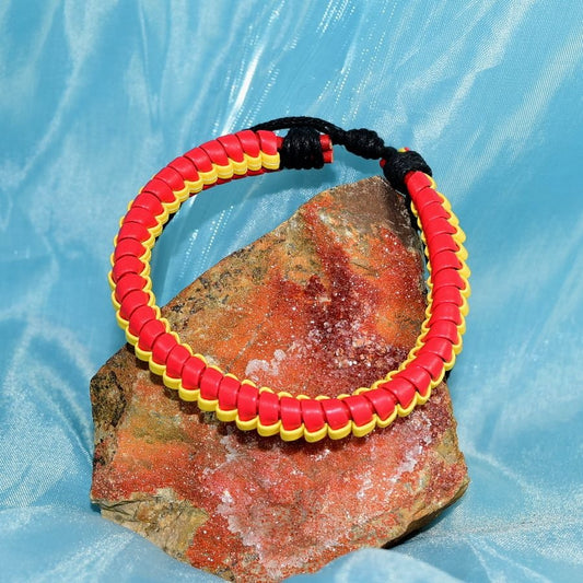 Roja Amarilla Womens Scallop Ribbon Leather Bracelet Red Yellow Gift Packaged