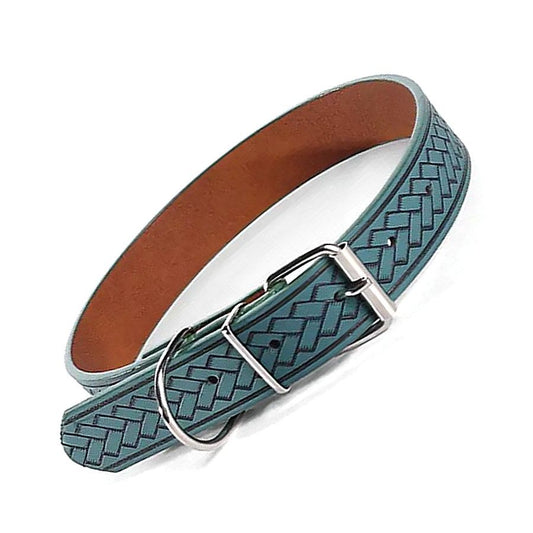 Kasen Herringbone Dark Teal Green Dog Collar Large Gift Packaged