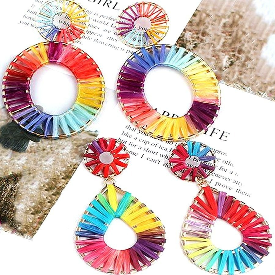 Lyanna Colorful Bohemian Cotton Weaved Earrings Teardrop Shaped Gift Packaged