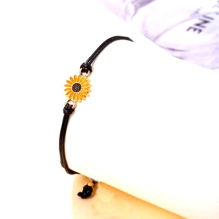 Allyson Aurora Sunflower Double Leather Strand Bracelet Gift Packaged