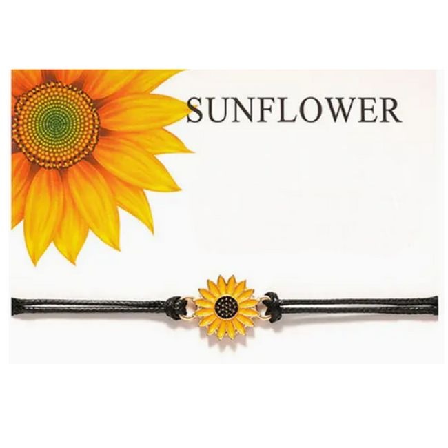 Allyson Aurora Sunflower Double Leather Strand Bracelet Gift Packaged